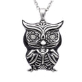 Owl Crystal Pendant Necklace For Women Vintage Silver