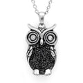 Owl Pendant Necklace Crystal Accent Silver Plated Jewelry