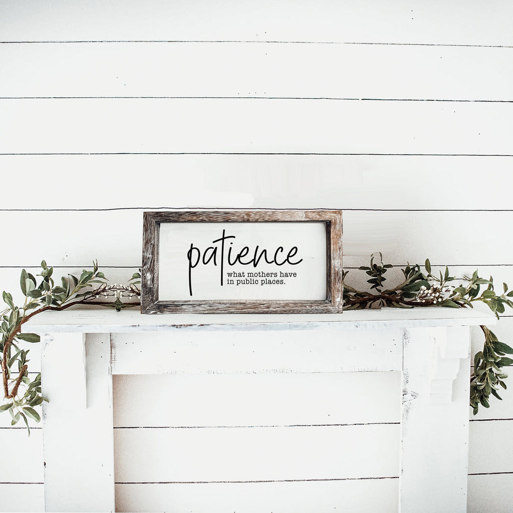 Mothers Patience Wood Sign Funny Mom Quote Rustic Indoor Home Decor