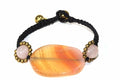 Peach Agate Rose Quartz Slice Beaded Bracelet Handmade