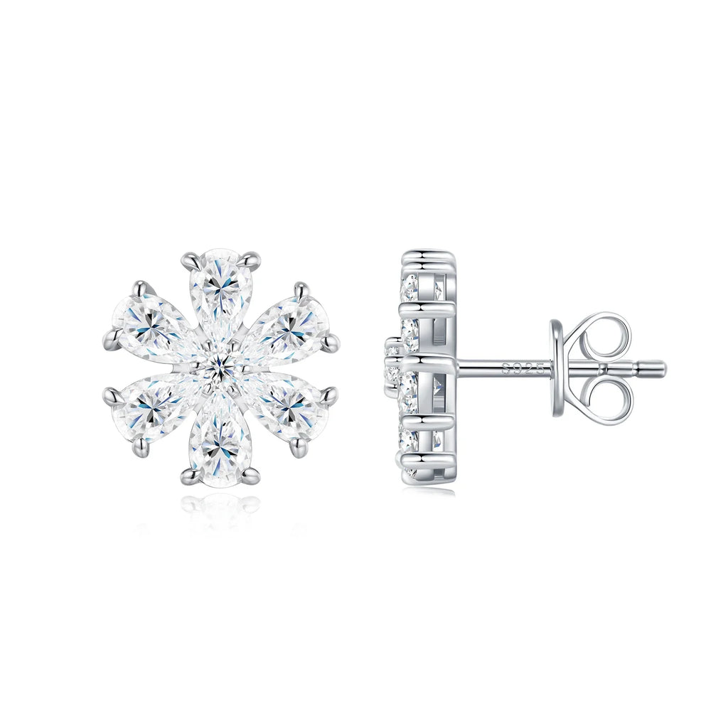 Pear Cut Cluster Moissanite Stud Earrings 3x5mm S925 Silver 18K Gold Plated