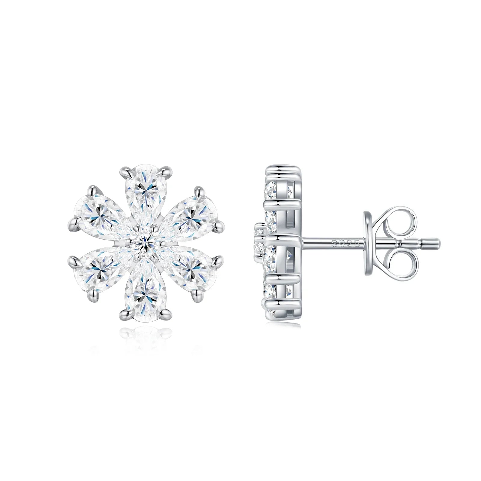 Pear Cut Cluster Moissanite Stud Earrings 3x5mm S925 Silver 18K Gold Plated