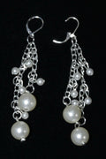Pearl Chain Dangle Earrings Long Bridal Drop Earrings