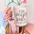 For Peep's Sake Coffee Mug 16oz Ceramic Pastel Blue Pink Funny Gift