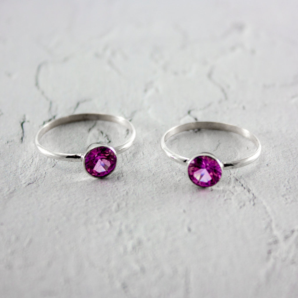Pink Sapphire Sterling Silver Ring For Women Gift Box