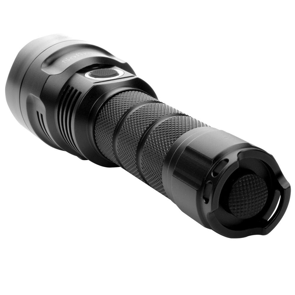 Powerful Flashlight Rechargeable Waterproof Searchlight Powerful Long Beam Distance LED Super Bright Flashlight Cree Torch with  Ramping Indicator USB Charger Super Bright Torch Best For Hiking Hunting Camping Outdoor Sport