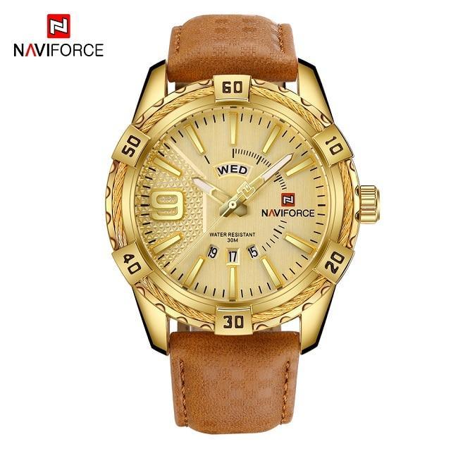 Men's Waterproof Leaghter Watch With Day, Date and Fluorescent Hands Perfect Gift For Your Man