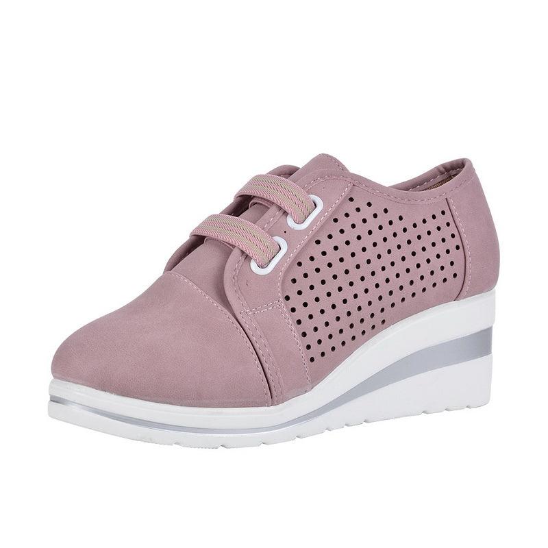New High Heel Casual Womens Sneakers Breathable Height Increasing Shoes Air Cushion Comfortable Sneakers Women's Vulcanize Leather Shoes Luxury Walking Women Outdoor Shoes