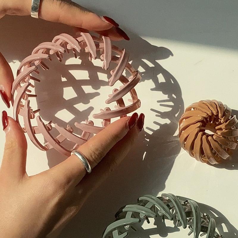 New Fashion Women Bun Hair Claw Horsetail Buckle Hair Clip Bird Nest Expanding Hair Accessories Female Ponytail Hair Accessories For Women