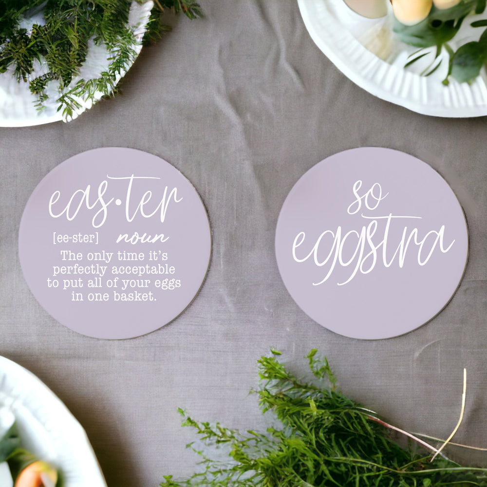 Easter Spring Ceramic Coasters 4in Set Cute Floral Bunny Drink Table Coasters