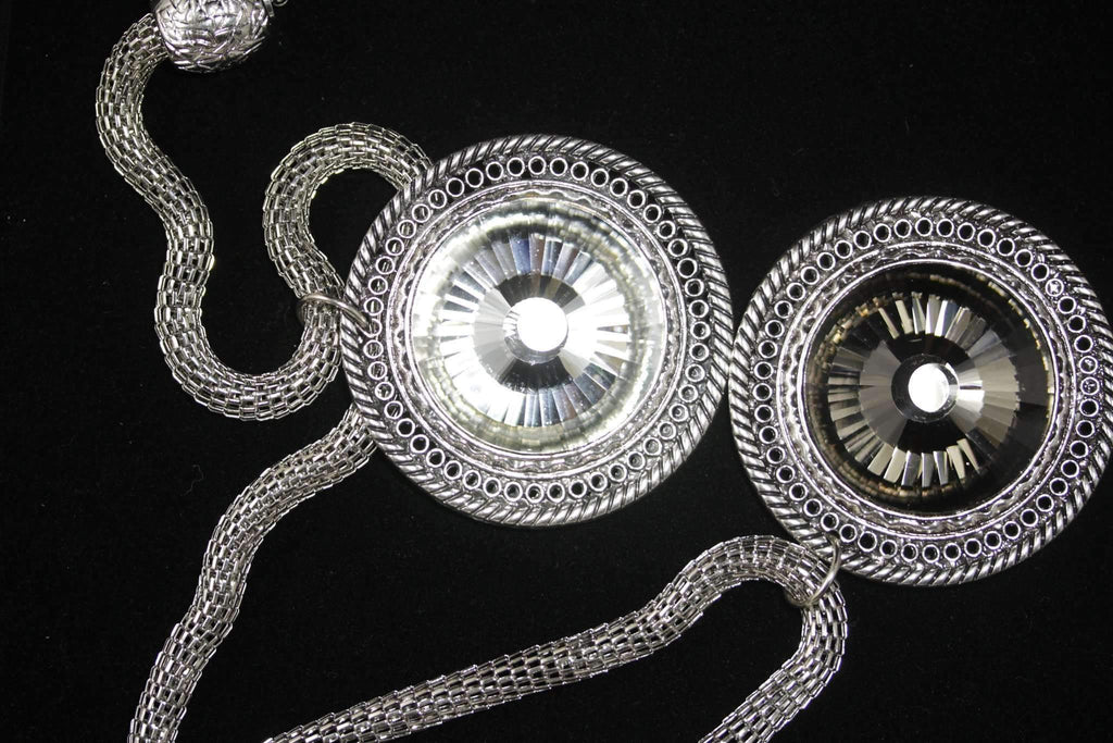 Queen Medallion Necklace Silver Statement Pendant Layered