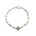 Rainbow Moonstone Opalite Beaded Bracelet Sterling Chain