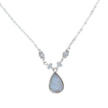 Rainbow Moonstone Pendant Necklace Delicate Sterling Silver