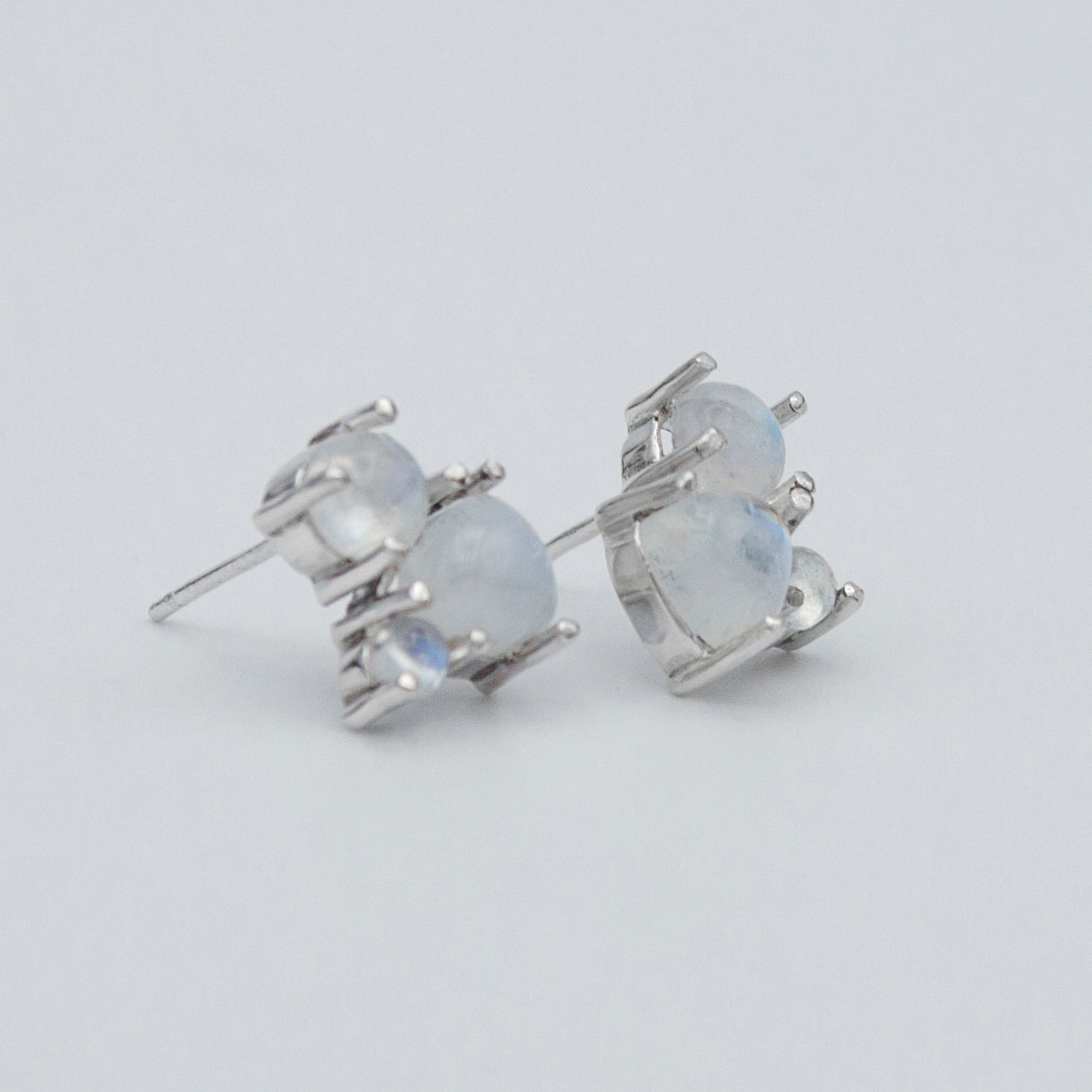Rainbow Moonstone Sterling Silver Stud Earrings For Women