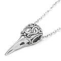 Raven Skull Crystal Pendant Necklace Gothic Silver Chain