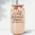 Well Behaved 17oz Glass Tumbler With Bamboo Lid, Stainless Straws and Cleaner