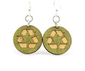 Recycled Wooden Earrings Eco Friendly Recycle Symbol Dangle