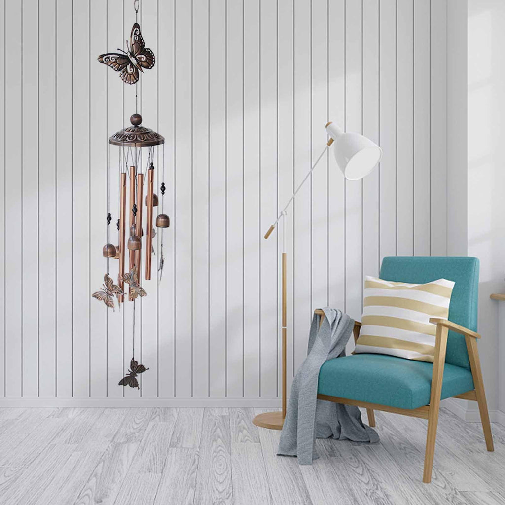 Retro Metal Romantic Wind Catcher Animal Wind Chime Iron Art Wind Bell Tubes Aluminum Tubes Hanging Art Wind Bell Gift Hanging Pendant Ornament For Home Xmas Mom Gifts Festival Balcony Garden Decoration