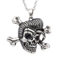 Rockabilly Skull Necklace Stainless Steel Black CZ Pendant