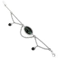 Rococo Silver Bracelet Green Crystal Vintage Filigree
