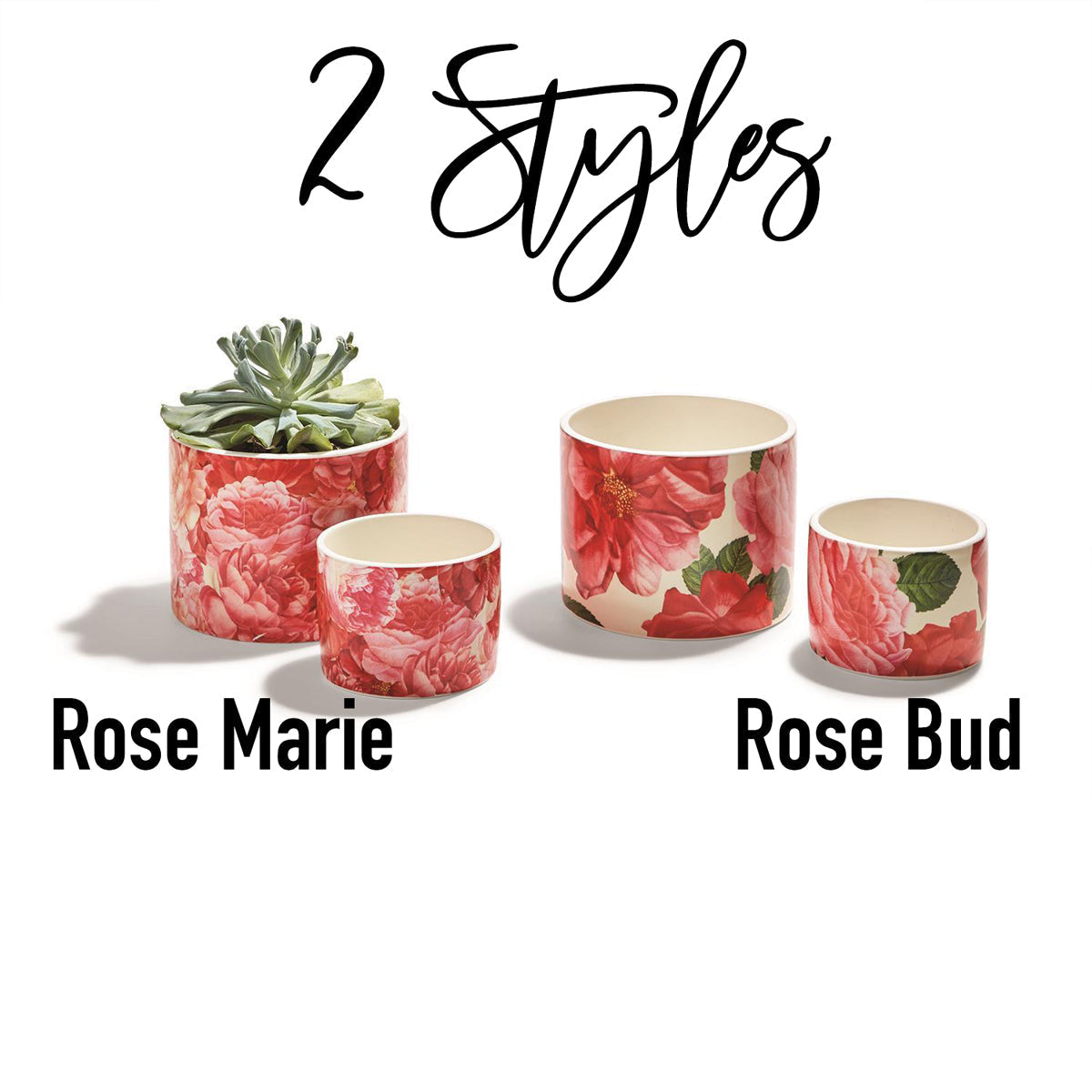 Rose Floral Cachepot Vase - Rose Pattern Planter Large Candle Holder
