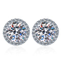 S925 Sterling Silver 2ct Round Moissanite Stud Earrings 50pt Bridal Gift