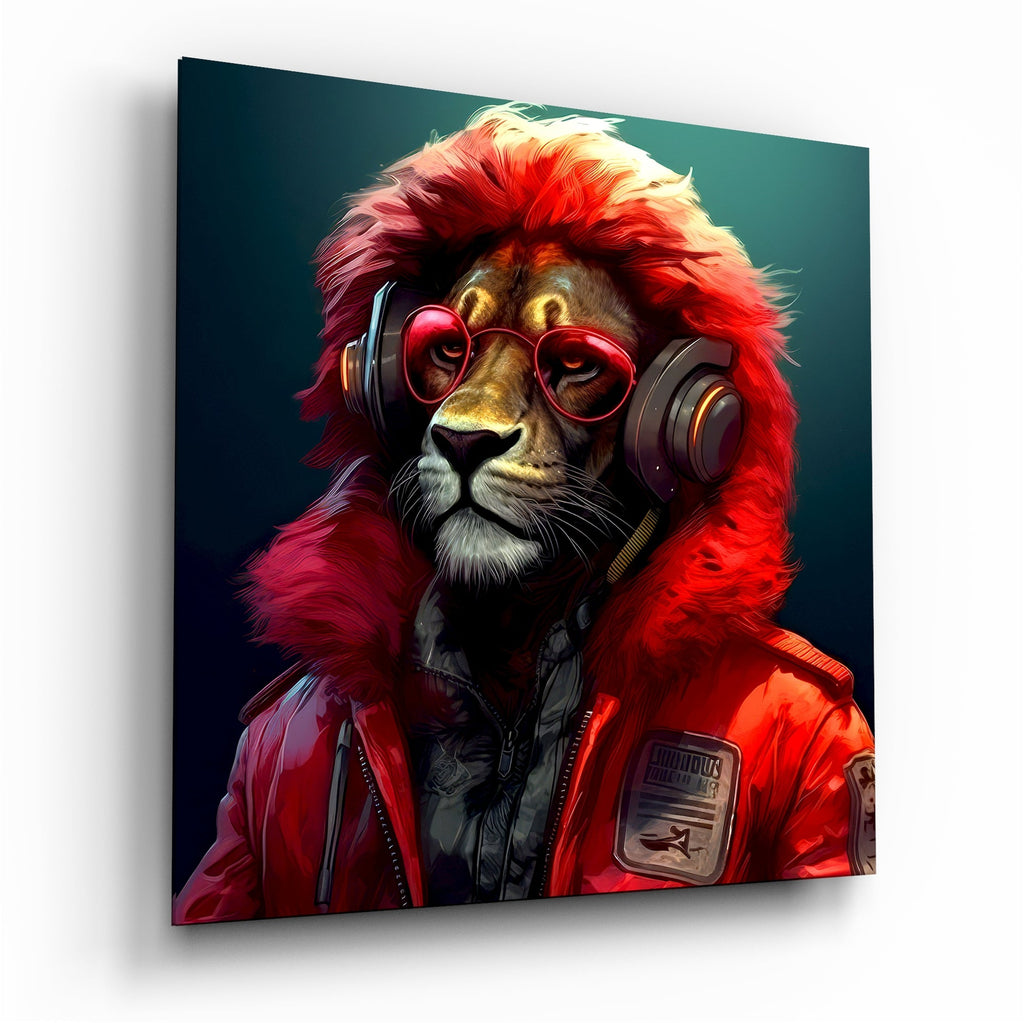 Hippie Lion Glass Wall Art  || Designers Collection