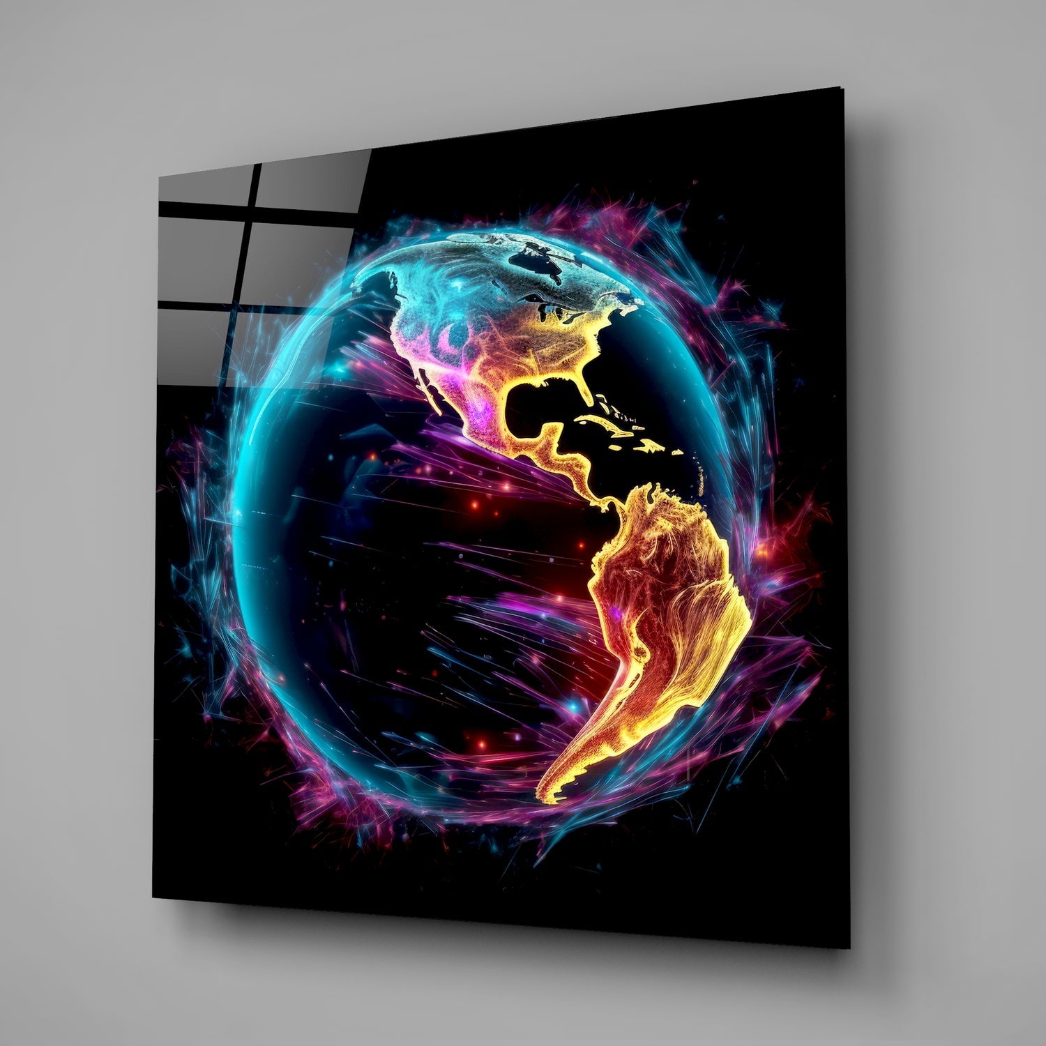 World Glass Wall Art