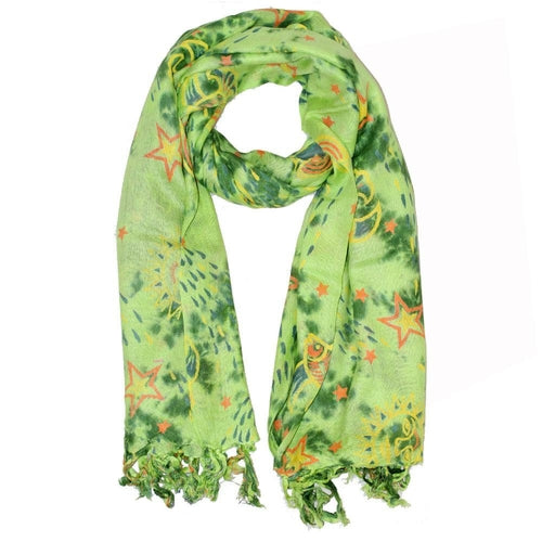 Sea Green Star Print Sarong Wrap Beach Scarf Coverup