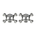 Silver Skull And Crossbones Stud Earrings With Rhinestone