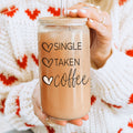 20oz Coffee Glass Cup With Bamboo Lid - Single Taken Coffee Heart Design