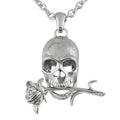 Skull And Rose Necklace Gothic Skull Pendant For Men