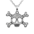 Skull Crossbones Necklace Crystal Pendant Gothic Punk