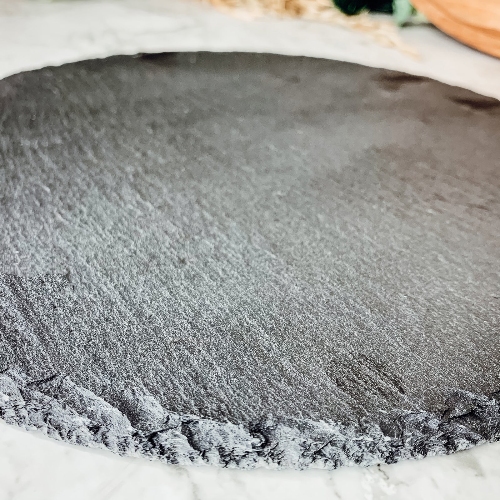 Slate Round 14 Inch Cheese Board - Natural Edge Serving Platter