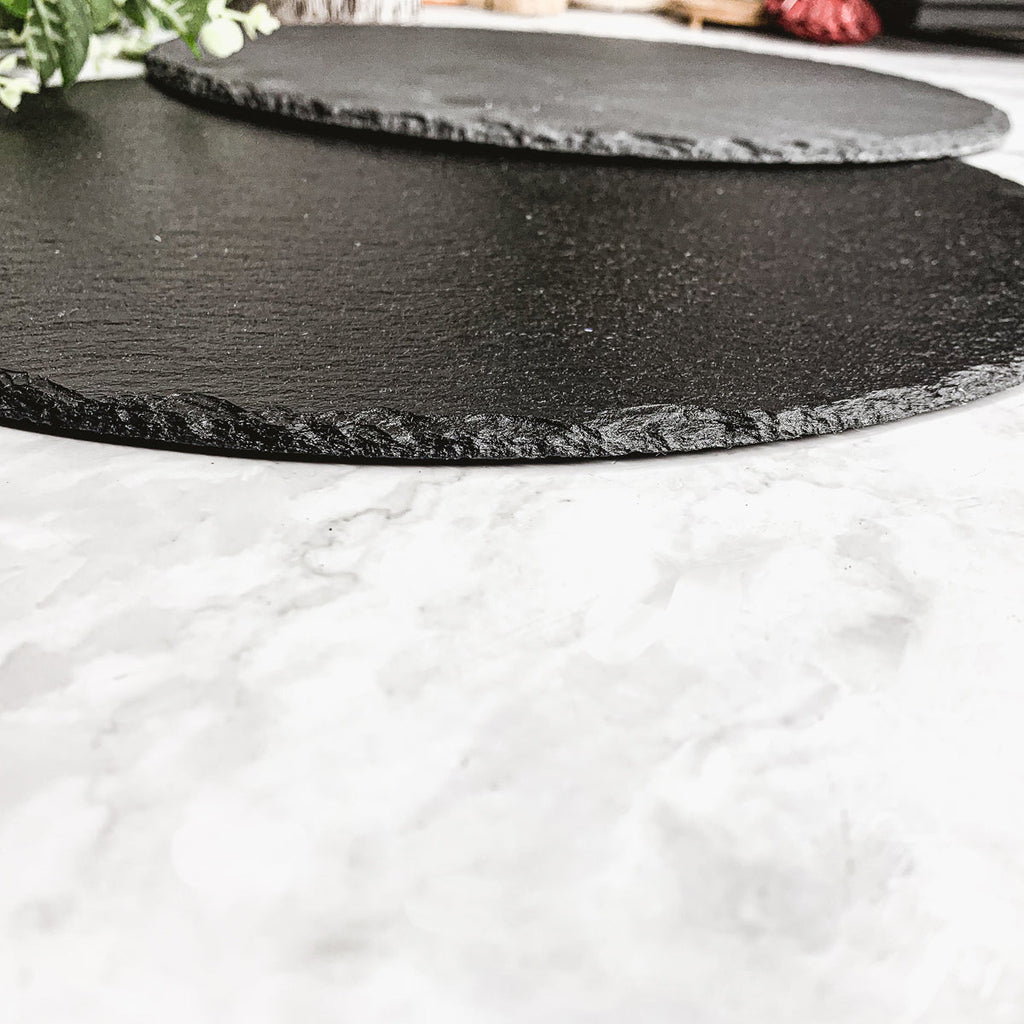 Slate Round 14 Inch Cheese Board - Natural Edge Serving Platter