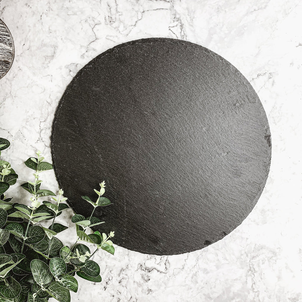 Slate Round 14 Inch Cheese Board - Natural Edge Serving Platter