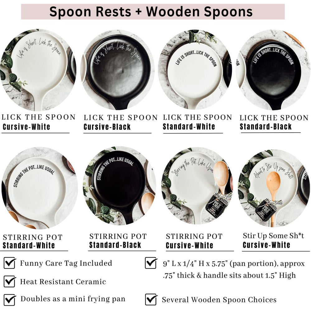 Spoon Rest And Wooden Spoon Set Custom Color Quote Choice Kitchen Gift