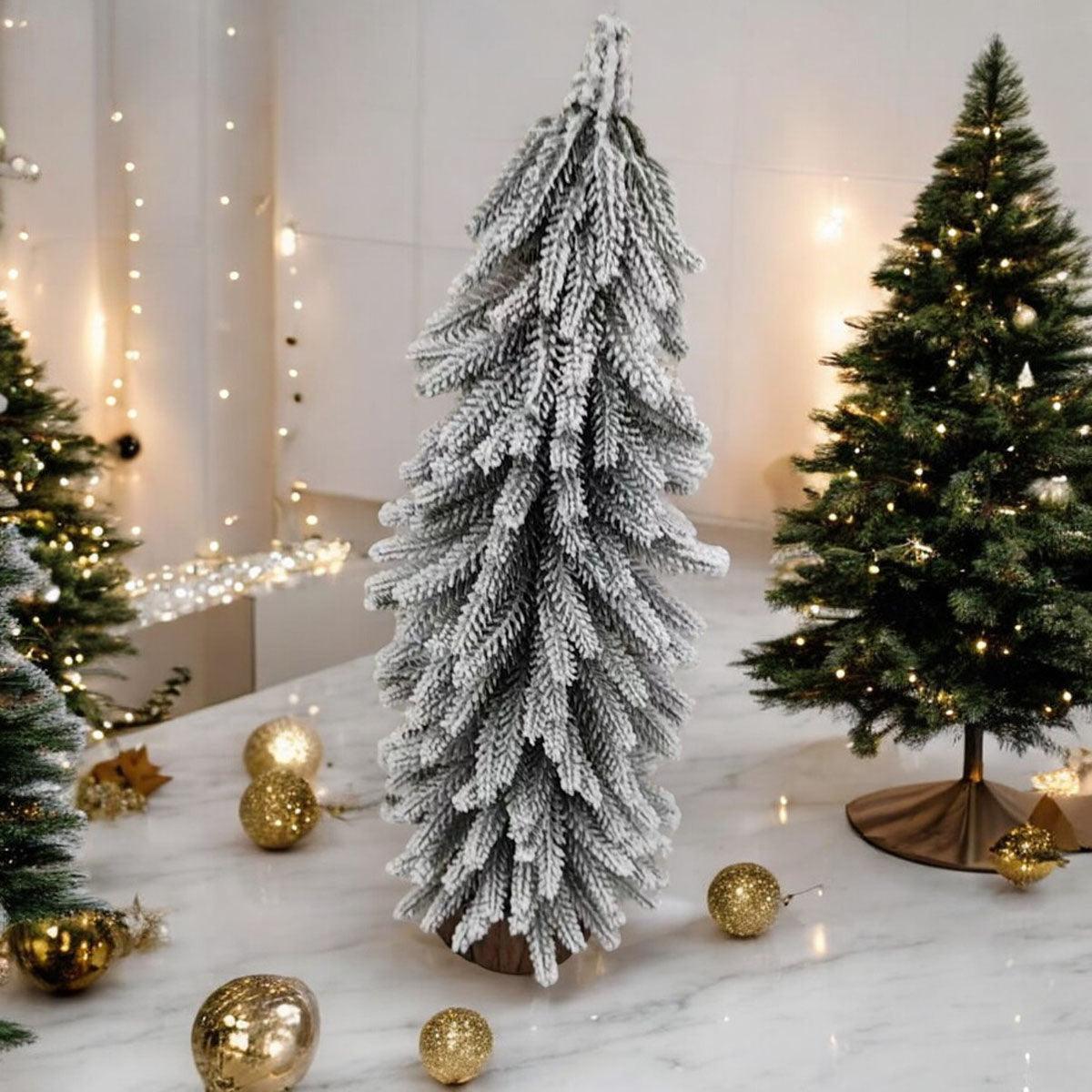 Snow Flocked Artificial Christmas Trees Realistic Mini Holiday Home Decor