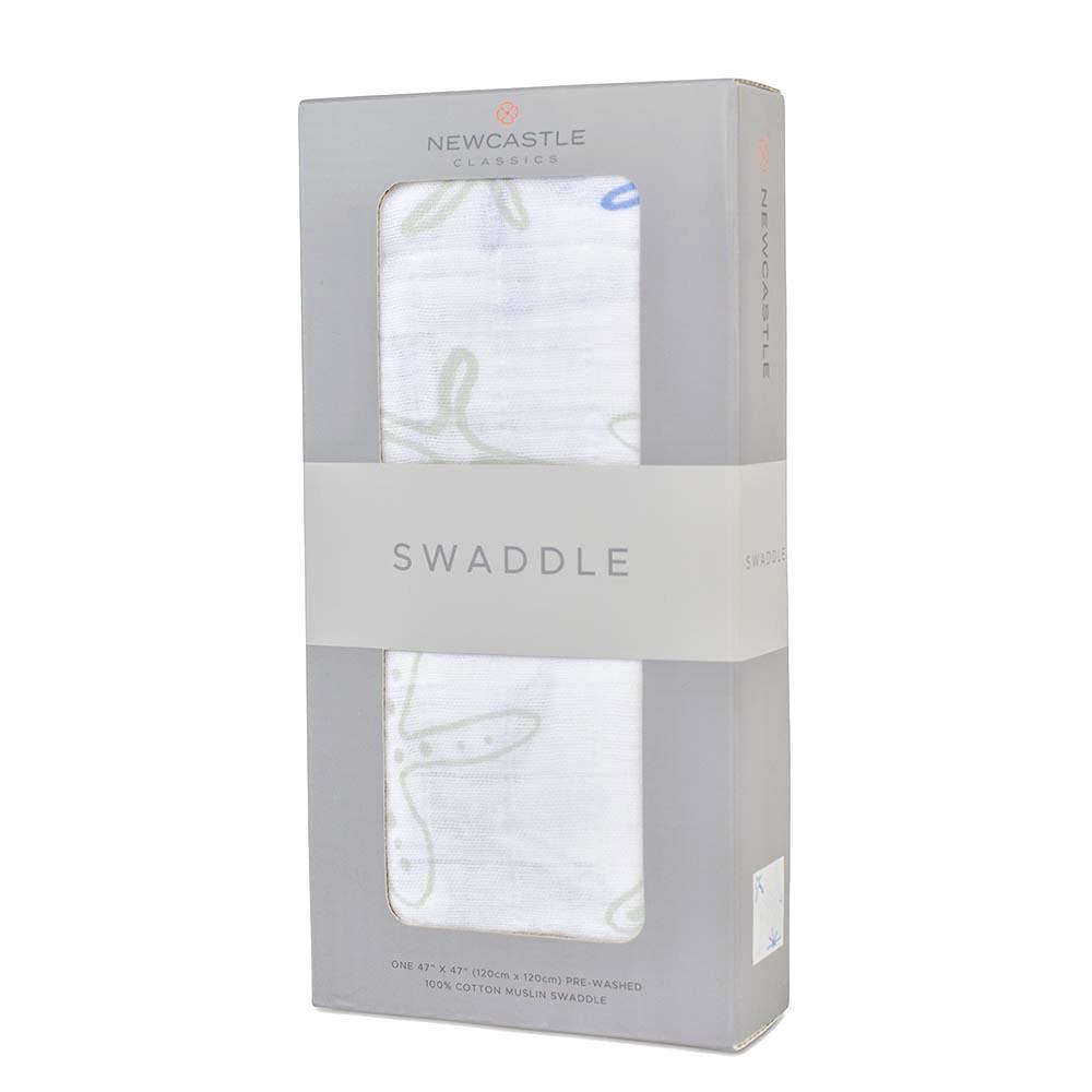Soft Starfish Pattern Cotton Muslin Swaddle Blanket