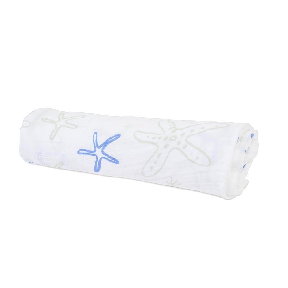 Soft Starfish Pattern Cotton Muslin Swaddle Blanket