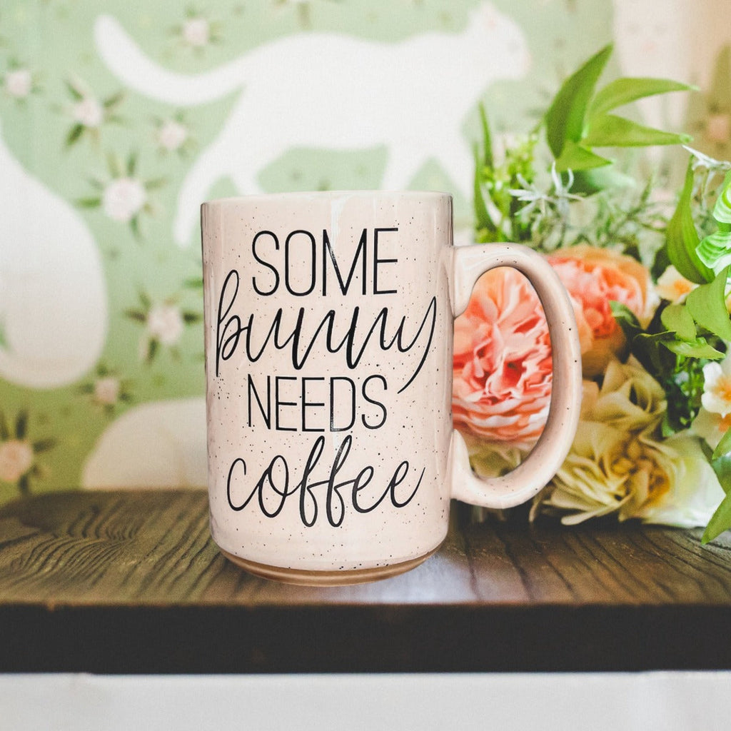 Easter Bunny Ceramic Coffee Mug 16oz Pastel Blue Pink Spring Large