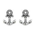 Sparkling Anchor Crystal Stud Earrings Nautical Eye Charm