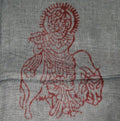 Blue Om Print Scarf Lightweight Boho Asian Symbol Wrap