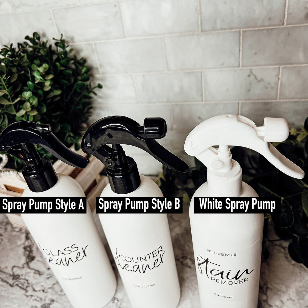 16oz Plastic Spray Bottles With White Or Black Waterproof Labels