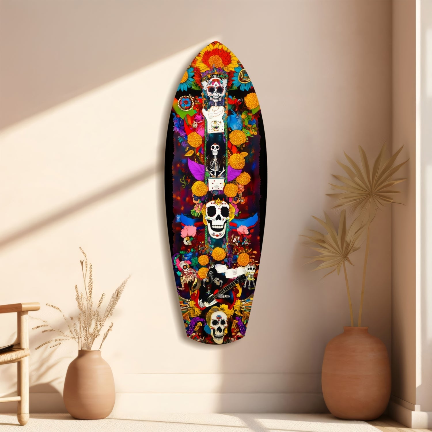 Colorful Skulls Glass Wall Art