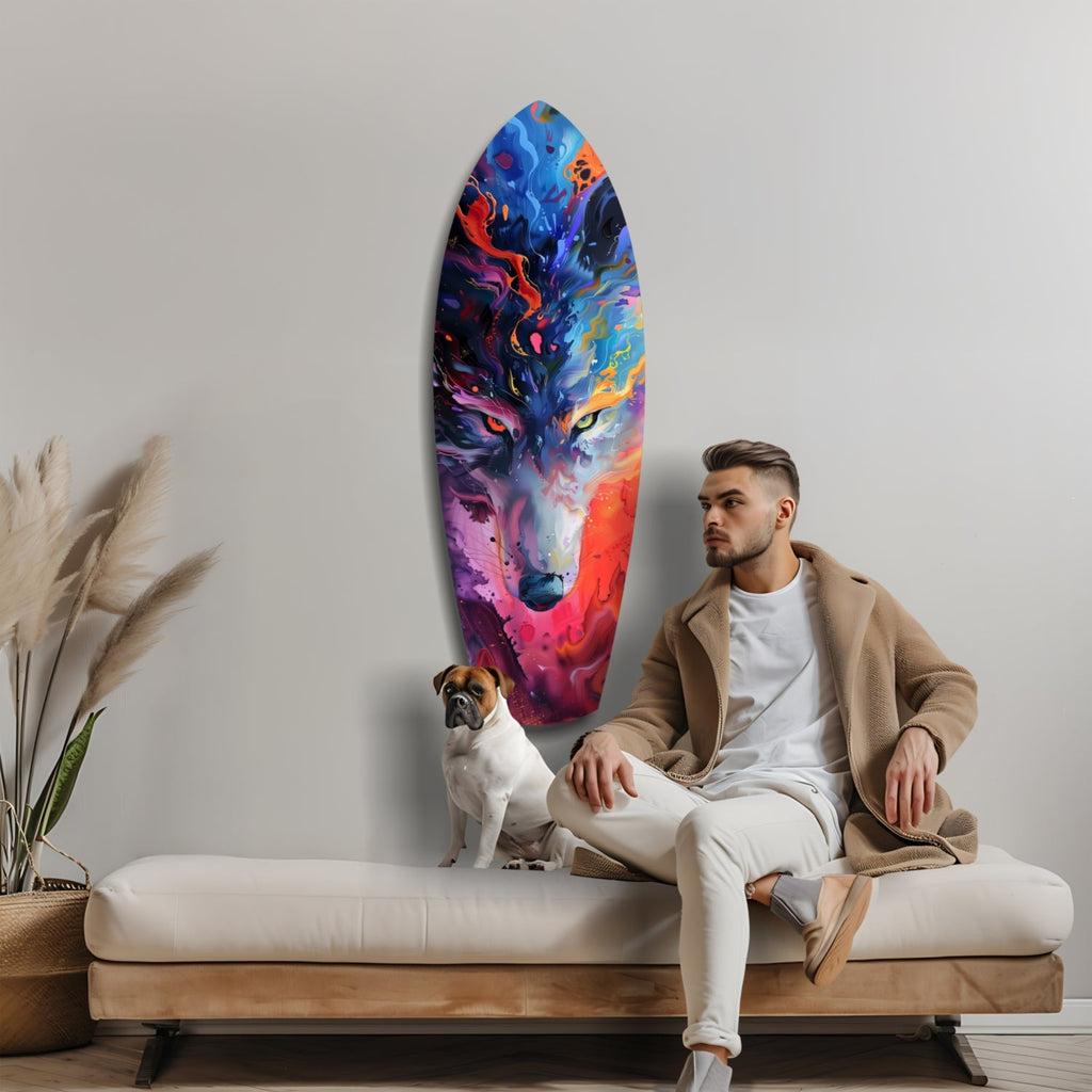 Alone Wolf V1 Glass Wall Art