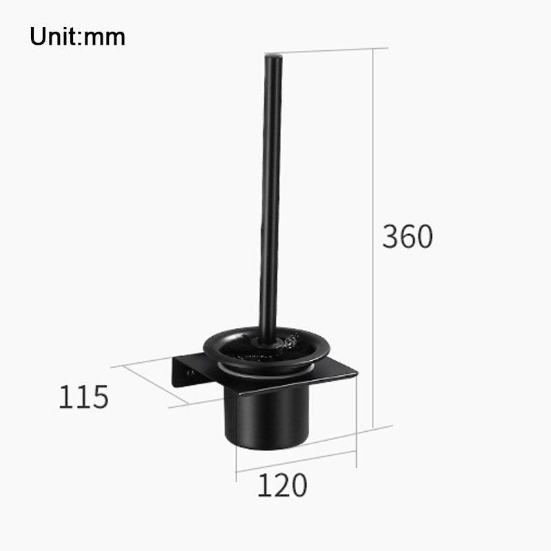 Stainless Steel Toilet Brush Holder Black Wall Mounted Toilet Bowl Brush Holder For Bathroom Cleaning Kit