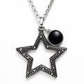 Starlight Star Pendant Necklace Silver With Black Stone