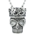Steel Skull Crown Necklace Gothic Pendant Chain for Men