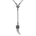 Steel Wolf Tooth Beaded Necklace Tribal Mens Gothic